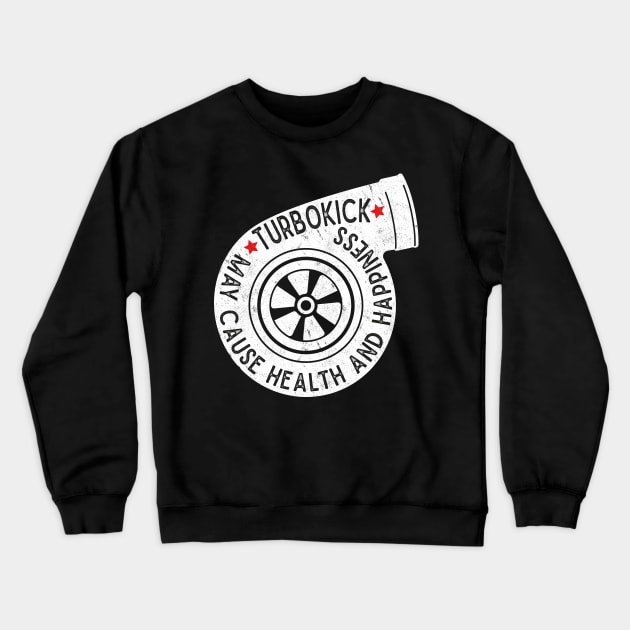 Turbokick Warning Crewneck Sweatshirt by cowyark rubbark